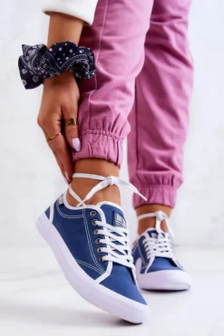 Big Star Shoes Trampki Damskie Big Star|Trampki Damskie Niskie*Damskie Tenisówki BIG STAR W274834 Granatowe