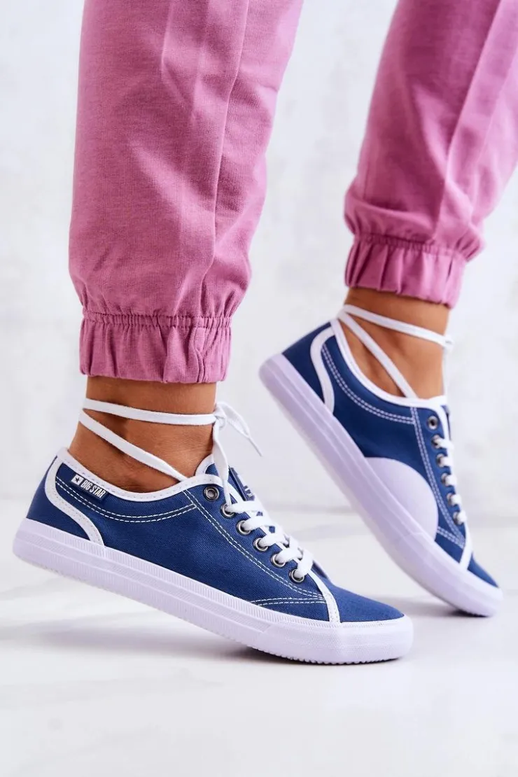 Big Star Shoes Trampki Damskie Big Star|Trampki Damskie Niskie*Damskie Tenisówki BIG STAR W274834 Granatowe