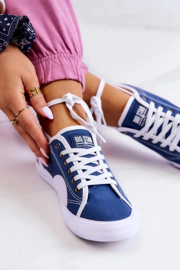 Big Star Shoes Trampki Damskie Big Star|Trampki Damskie Niskie*Damskie Tenisówki BIG STAR W274834 Granatowe