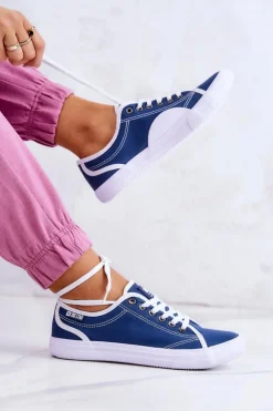 Big Star Shoes Trampki Damskie Big Star|Trampki Damskie Niskie*Damskie Tenisówki BIG STAR W274834 Granatowe