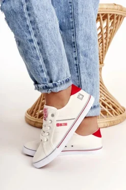 Big Star Shoes Trampki Damskie Big Star|Trampki Damskie Niskie*Damskie Tenisówki BIG STAR DD274892 Biało-Czerwone