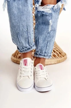 Big Star Shoes Trampki Damskie Big Star|Trampki Damskie Niskie*Damskie Tenisówki BIG STAR DD274892 Biało-Czerwone