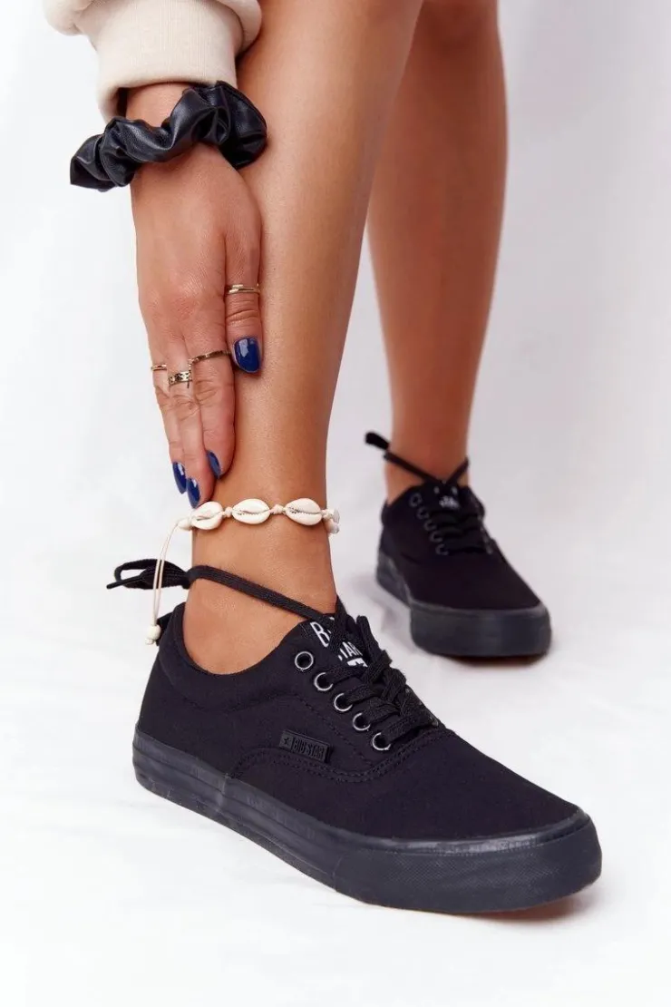 Big Star Shoes Trampki Damskie Big Star|Trampki Damskie Niskie*Damskie Tenisówki BIG STAR FF274164 Czarne