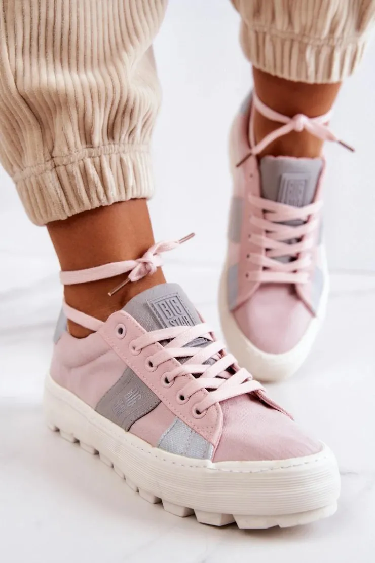 Big Star Shoes Trampki Damskie Big Star|Trampki Damskie Niskie*Damskie Tenisówki BIG STAR JJ274481 Różowe