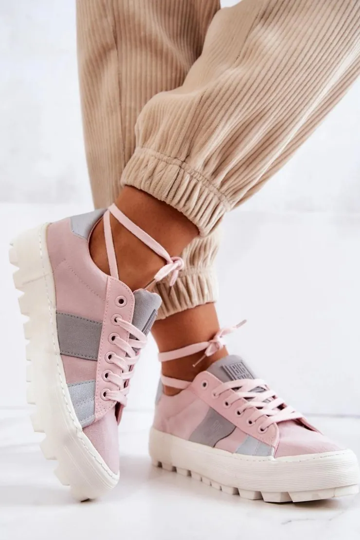 Big Star Shoes Trampki Damskie Big Star|Trampki Damskie Niskie*Damskie Tenisówki BIG STAR JJ274481 Różowe