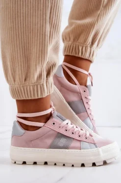 Big Star Shoes Trampki Damskie Big Star|Trampki Damskie Niskie*Damskie Tenisówki BIG STAR JJ274481 Różowe