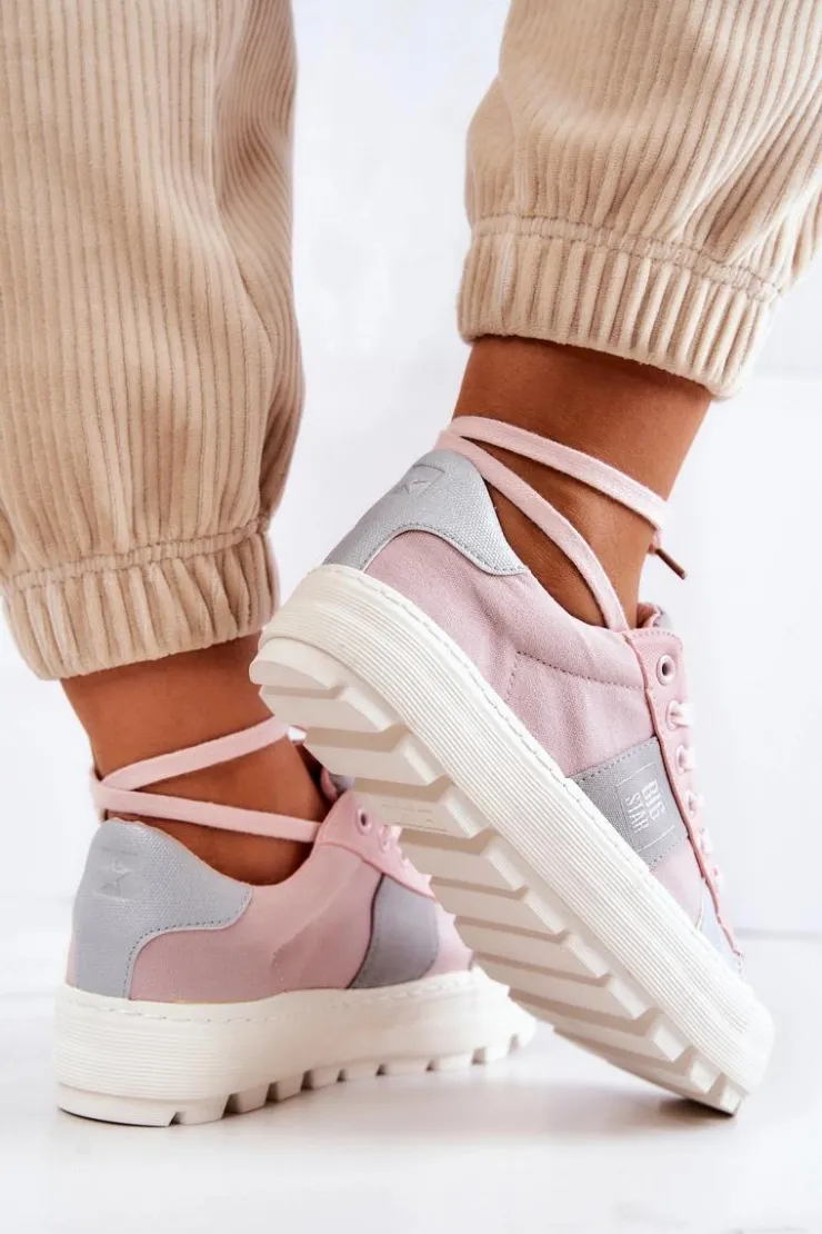 Big Star Shoes Trampki Damskie Big Star|Trampki Damskie Niskie*Damskie Tenisówki BIG STAR JJ274481 Różowe