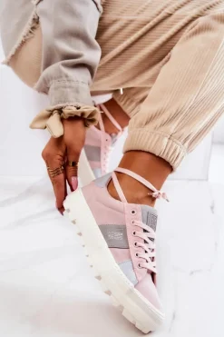 Big Star Shoes Trampki Damskie Big Star|Trampki Damskie Niskie*Damskie Tenisówki BIG STAR JJ274481 Różowe