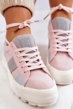 Big Star Shoes Trampki Damskie Big Star|Trampki Damskie Niskie*Damskie Tenisówki BIG STAR JJ274481 Różowe