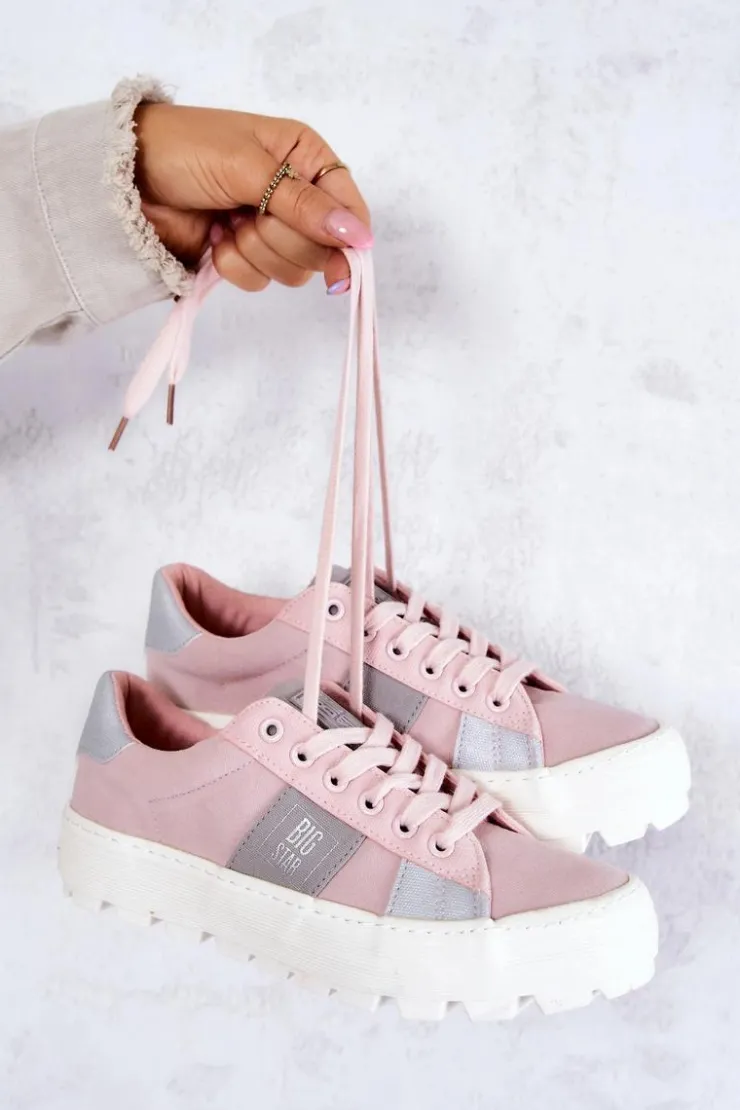 Big Star Shoes Trampki Damskie Big Star|Trampki Damskie Niskie*Damskie Tenisówki BIG STAR JJ274481 Różowe