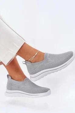 Damskie Evento Damskie Tenisówki Materiałowe Wsuwane Szare Adiora