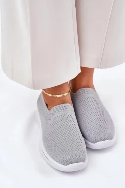 Damskie Evento Damskie Tenisówki Materiałowe Wsuwane Szare Adiora