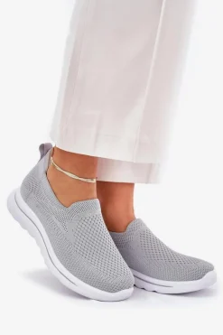 Damskie Evento Damskie Tenisówki Materiałowe Wsuwane Szare Adiora