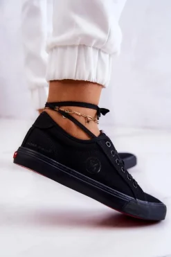 Cross Jeans Trampki Damskie Cross Jeans|Trampki Damskie Niskie*Damskie Tenisówki Materiałowe JJ2R4049C Czarne