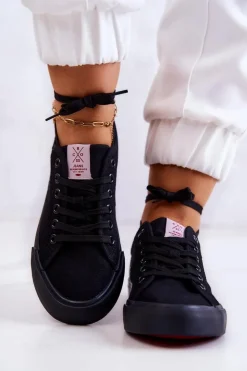 Cross Jeans Trampki Damskie Cross Jeans|Trampki Damskie Niskie*Damskie Tenisówki Materiałowe JJ2R4049C Czarne