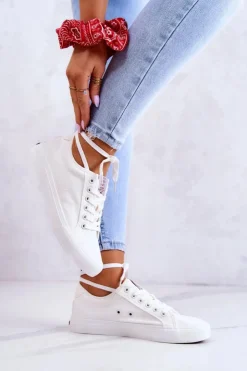 Best Cross Jeans Damskie Tenisówki Materiałowe JJ2R4050C Białe