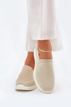 New Evento Damskie Tenisówki Materiałowe Wsuwane Beżowe Adiora