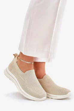 New Evento Damskie Tenisówki Materiałowe Wsuwane Beżowe Adiora