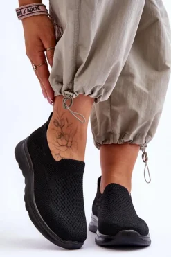 Discount Evento Damskie Tenisówki Materiałowe Wsuwane Czarne Adiora Czarny