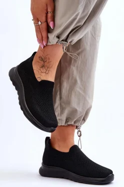 Discount Evento Damskie Tenisówki Materiałowe Wsuwane Czarne Adiora Czarny