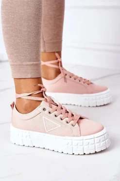 Sale Boto Damskie Tenisówki Na Platformie Różowe Big City Life