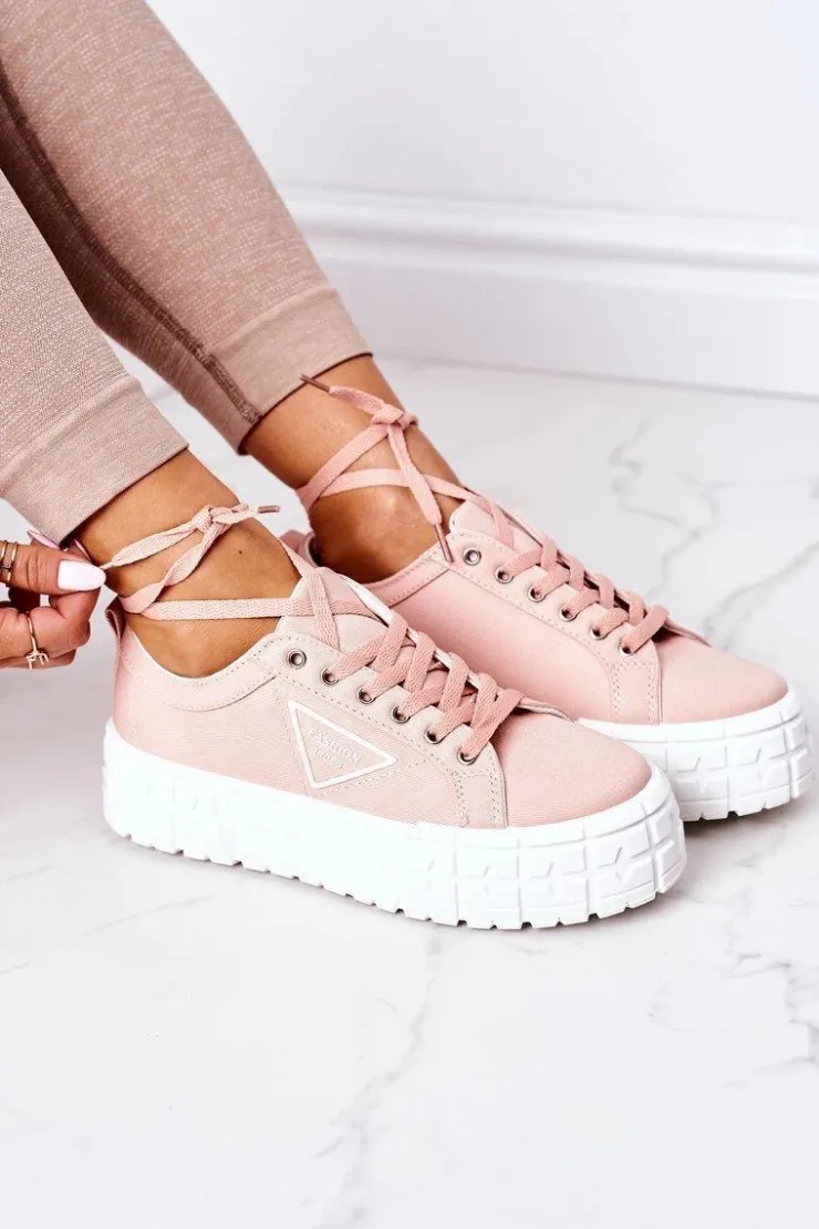 Sale Boto Damskie Tenisówki Na Platformie Różowe Big City Life