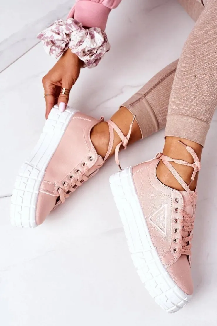 Sale Boto Damskie Tenisówki Na Platformie Różowe Big City Life