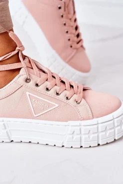 Sale Boto Damskie Tenisówki Na Platformie Różowe Big City Life