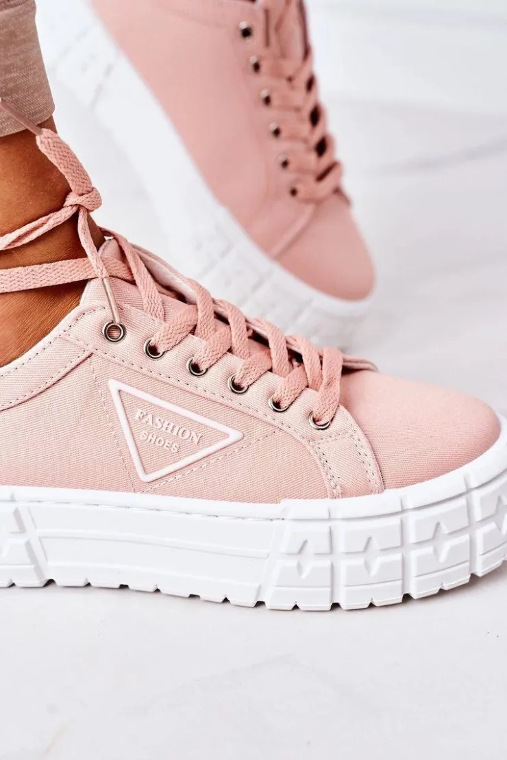 Sale Boto Damskie Tenisówki Na Platformie Różowe Big City Life