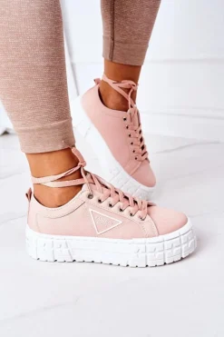 Sale Boto Damskie Tenisówki Na Platformie Różowe Big City Life