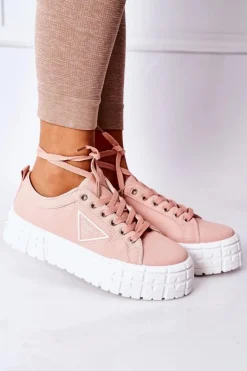 Sale Boto Damskie Tenisówki Na Platformie Różowe Big City Life