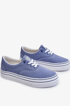 Big Star Shoes Trampki Damskie Big Star|Trampki Damskie Niskie*Damskie Tenisówki Na Platformie Big Star LL274231 Niebieskie