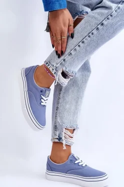 Big Star Shoes Trampki Damskie Big Star|Trampki Damskie Niskie*Damskie Tenisówki Na Platformie Big Star LL274231 Niebieskie