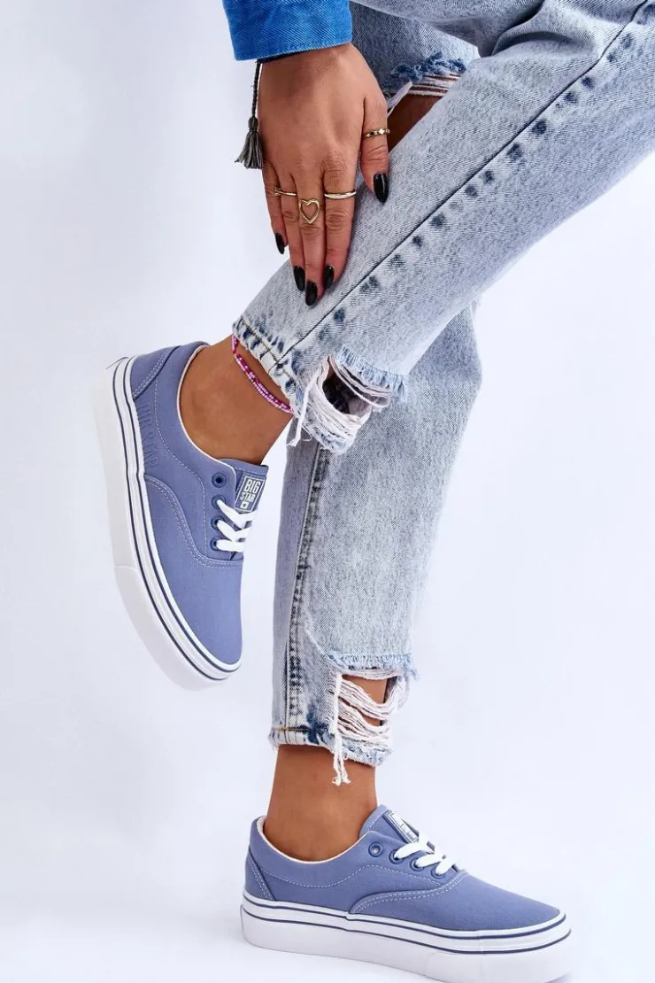 Big Star Shoes Trampki Damskie Big Star|Trampki Damskie Niskie*Damskie Tenisówki Na Platformie Big Star LL274231 Niebieskie