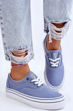 Big Star Shoes Trampki Damskie Big Star|Trampki Damskie Niskie*Damskie Tenisówki Na Platformie Big Star LL274231 Niebieskie