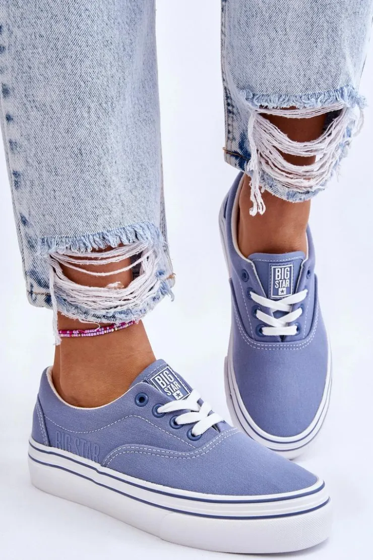 Big Star Shoes Trampki Damskie Big Star|Trampki Damskie Niskie*Damskie Tenisówki Na Platformie Big Star LL274231 Niebieskie