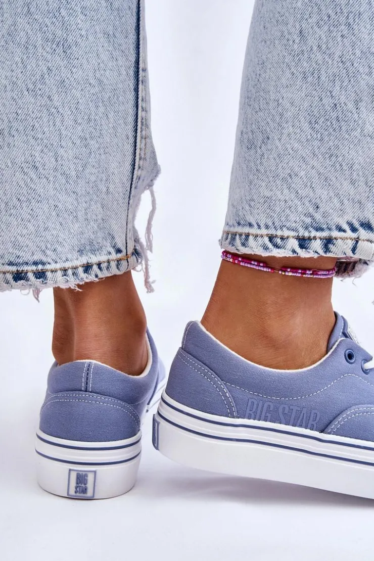 Big Star Shoes Trampki Damskie Big Star|Trampki Damskie Niskie*Damskie Tenisówki Na Platformie Big Star LL274231 Niebieskie
