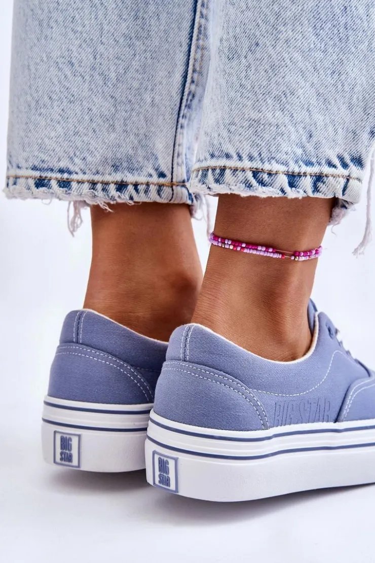 Big Star Shoes Trampki Damskie Big Star|Trampki Damskie Niskie*Damskie Tenisówki Na Platformie Big Star LL274231 Niebieskie