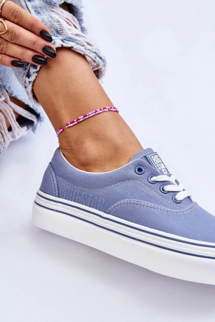 Big Star Shoes Trampki Damskie Big Star|Trampki Damskie Niskie*Damskie Tenisówki Na Platformie Big Star LL274231 Niebieskie
