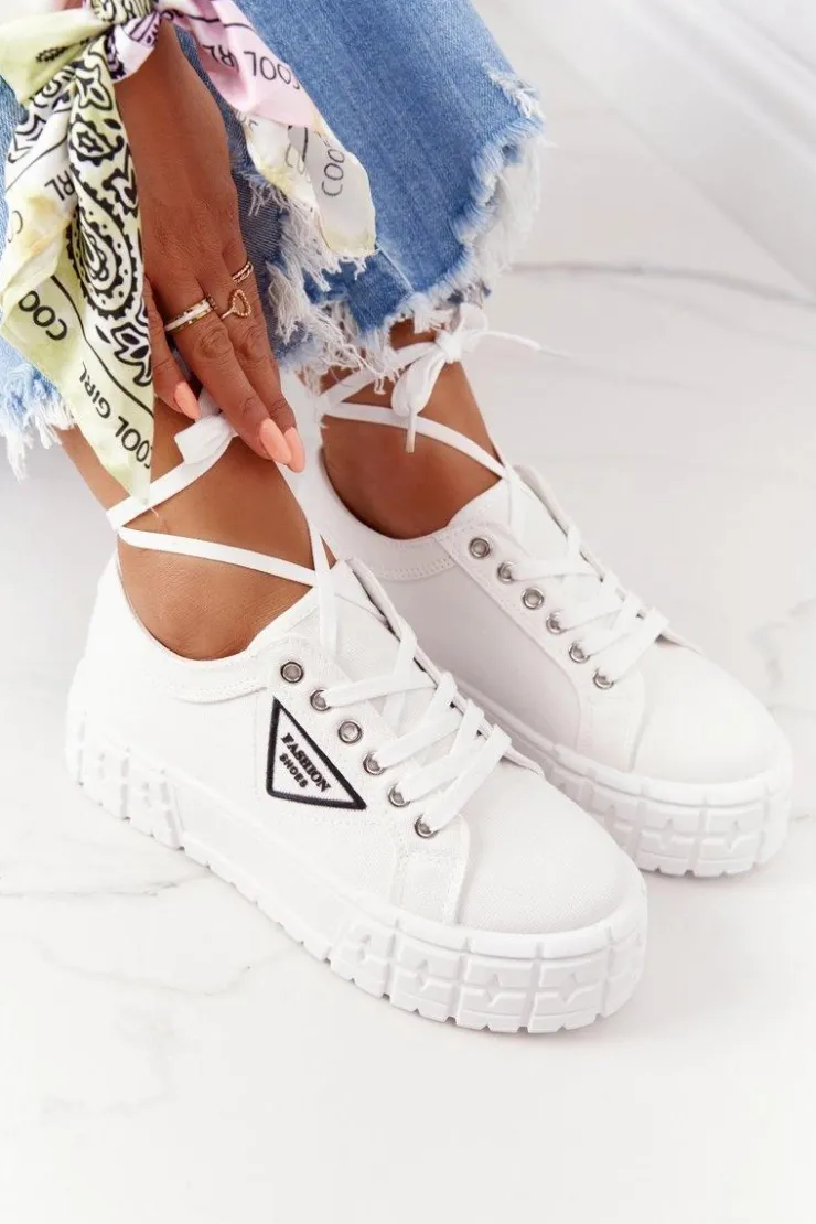 Damskie Boto Damskie Tenisówki Na Platformie Białe Big City Life