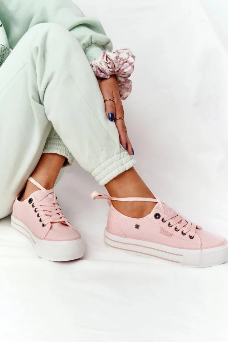 Discount Big Star Shoes Damskie Tenisówki Na Platformie BIG STAR HH274058 Różowe
