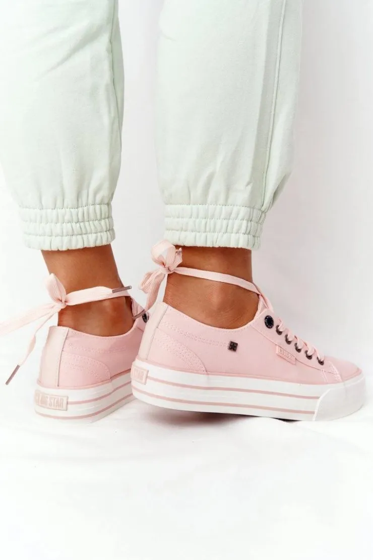 Discount Big Star Shoes Damskie Tenisówki Na Platformie BIG STAR HH274058 Różowe