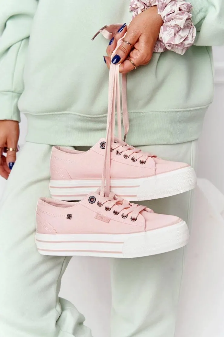 Discount Big Star Shoes Damskie Tenisówki Na Platformie BIG STAR HH274058 Różowe