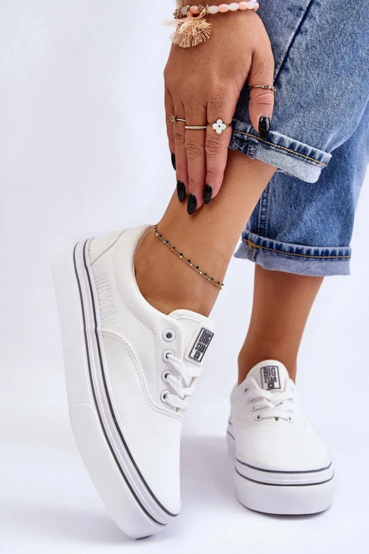 New Big Star Shoes Damskie Tenisówki Na Platformie Big Star LL274228 Białe