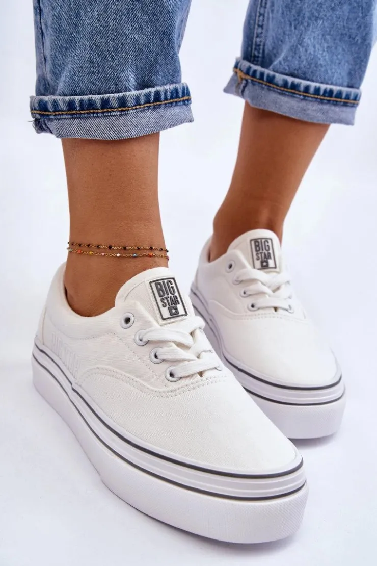 New Big Star Shoes Damskie Tenisówki Na Platformie Big Star LL274228 Białe