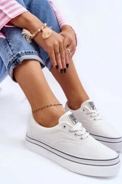 New Big Star Shoes Damskie Tenisówki Na Platformie Big Star LL274228 Białe