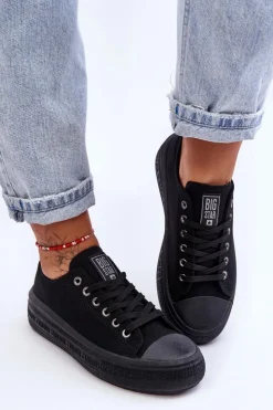 Damskie Big Star Shoes Damskie Tenisówki Na Platformie Big Star LL274A176 Czarne