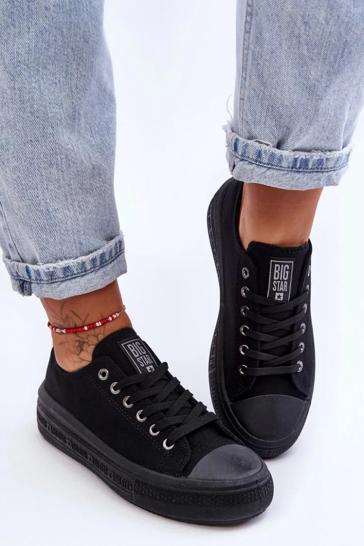 Damskie Big Star Shoes Damskie Tenisówki Na Platformie Big Star LL274A176 Czarne