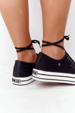 Damskie Big Star Shoes Damskie Tenisówki Na Platformie BIG STAR HH274056 Czarne