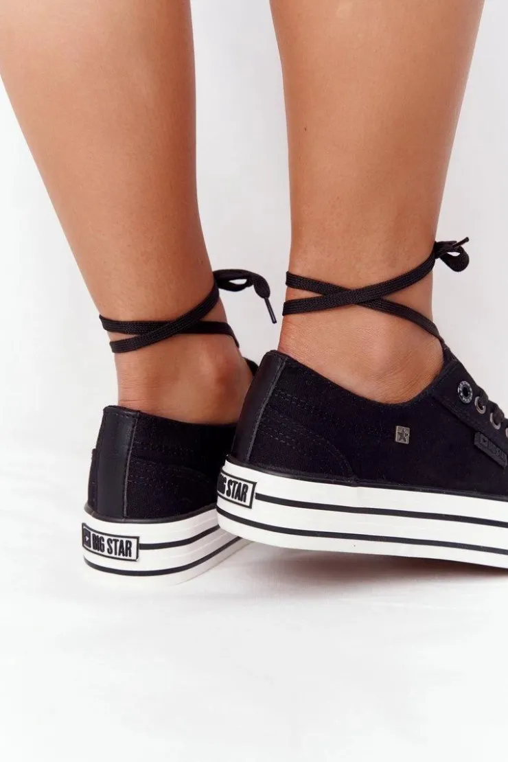 Damskie Big Star Shoes Damskie Tenisówki Na Platformie BIG STAR HH274056 Czarne